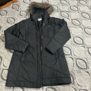 Columbia Black Puffer Jacket with Fur Hood